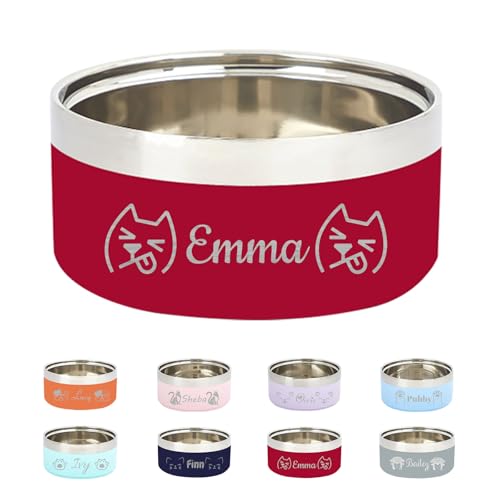 Personalisierte Edelstahl-Gravur-Haustier-Schüssel, große Kapazität, doppelwandig, erhöht, mit Rutschfester Unterseite, für Katzen und Hunde geeignet, Geschenk für Haustiere Personalisierte Edelstahl-Gravur-Haustier-Schüssel, große Kapazität, doppelwandig, erhöht, mit Rutschfester Unterseite, für Katzen und Hunde geeignet, Geschenk für Haustiere von KOLOWKO