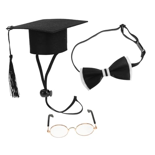 KOMBIUDA 1 Satz Abschlussdekorationsset Abschluss-Haustierkostüm Haustierdekoration für den Abschluss Mini-Abschlusskappen mit Quaste Hofgans-Outfits Polyester Black von KOMBIUDA