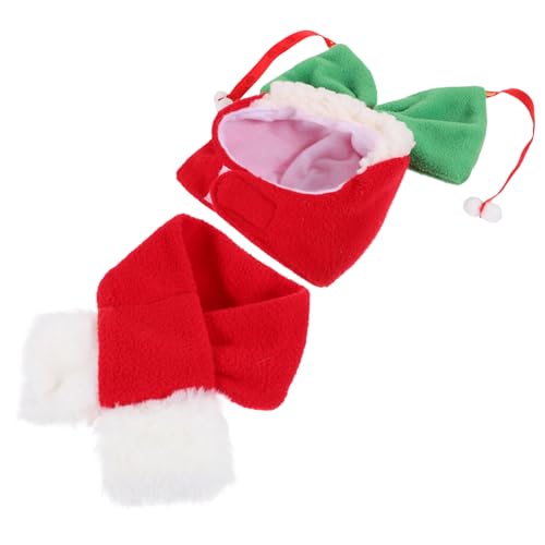 KOMBIUDA 1 Satz Wintermütze Für Hunde Hund Weihnachtsmütze Und Schal Weihnachts-hundekopfschmuck Weihnachtsoutfit Für Hunde Weihnachts-Haustier-Outfit Hut Der Hund Hündchen Baumwolle von KOMBIUDA