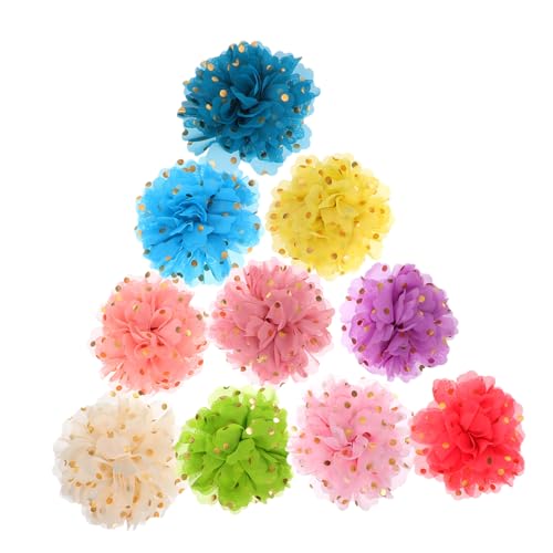 KOMBIUDA 10 Stück Teiliges Hundehalsband Blumen mit Punkten Weiche Abnehmbare Blüten aus Stoff Modische Hundehalsband Dekoration für Alltag Events Welpen und Kleine Hunde von KOMBIUDA