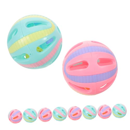 KOMBIUDA 10 Stück Teiliges Katzenspielzeug Große Bunte Spielbälle mit Glocke Langlebig Robust Interaktiv für Katzen von Bewegung und Jagdverhalten von KOMBIUDA
