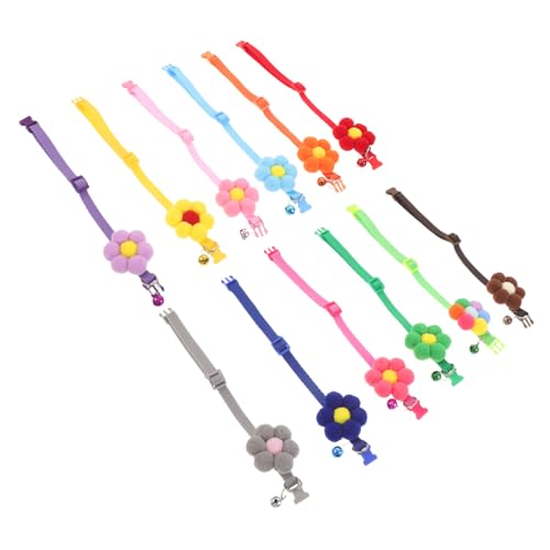 KOMBIUDA 12 Stück Teiliges Verstellbares Haustierhalsband Blumenmotiv und Glöckchen Hautfreundliches Buntes für und Kleine Hunde Komfortabel Sicher und Stylisch für Täglichen Gebrauch und von KOMBIUDA