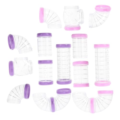 KOMBIUDA 16 Stück Teiliges Hamster Tunnelsystem Transparentes DIY Kleintier Erweiterbares Hamsterkäfig Zubehör Abnehmbar Einfach zu Reinigen Fördert Bewegung und Räumliches von KOMBIUDA