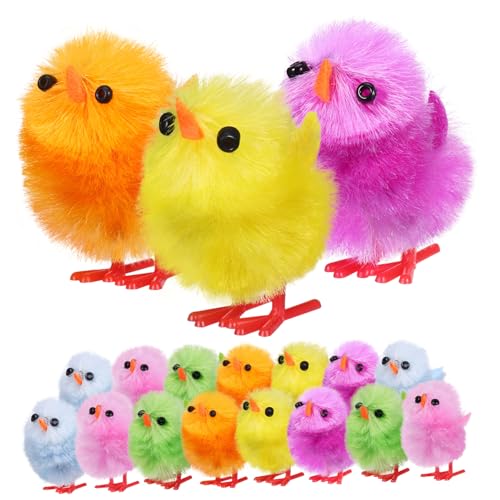 KOMBIUDA 18 Stück Teiliges Flauschige Kleine Bunte Mini Küken aus Weichem Plüsch Langlebige Osterdekoration für Party Heim und Niedliche Mini Küken Vielseitig Einsetzbar von KOMBIUDA