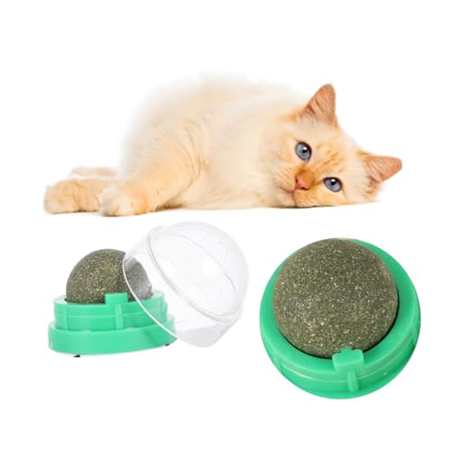 KOMBIUDA 2 STÜCK Rotierender Katzenspielzeug Minzball Natürlicher Katzenminze Snack zur Zahnreinigung und Verdauungsförderung Langlebig und Hygienisch Spielerisch Appetitanregend für von KOMBIUDA