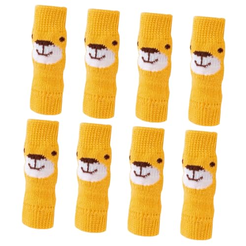 KOMBIUDA 2 Sätze Hunde Pfotenschutz Socken Gelb Anti Kratz Hundebeinschoner Cartoon Bär Muster rutschfeste Hundebeinsocken für Kleine Hunde Schutz vor Kälte Schmutz und Verletzungen von KOMBIUDA