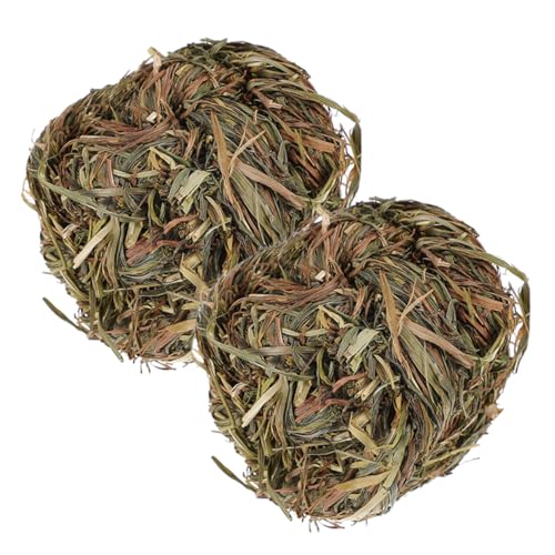 KOMBIUDA 2 Stück Kauspielzeug Grasball für Kleintiere Natürliches Material Langlebig Leicht Tragbar für Hamster Kaninchen Chinchilla Meerschweinchen Spiel und Zahnpflege von KOMBIUDA