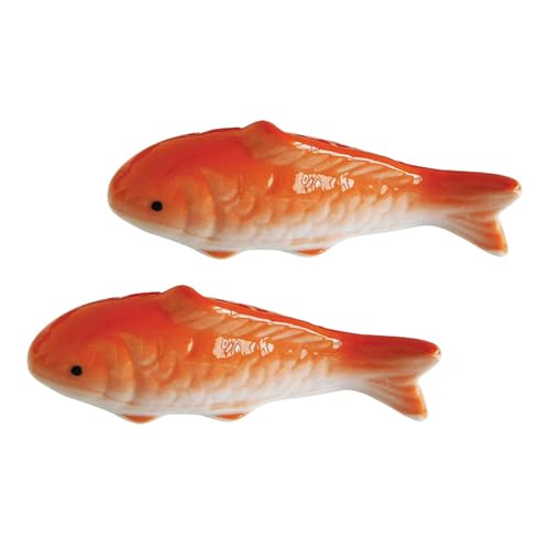 KOMBIUDA 2 Stück Keramik Fischfigur Schwimmend Aquarium Deko Langlebig Farbbeständig Stilvolle Wasserlandschaft für Aquarium Teetisch und Wohnraum von KOMBIUDA