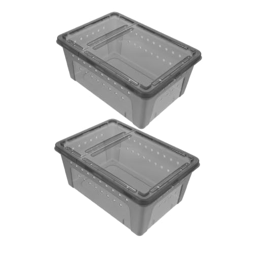 KOMBIUDA 2 Stück Reptilien Zuchtbox mit Ausbruchschutz Transparent Plastik Terrarium für Kleine Spinnen Skorpione Echsen Geeignet Einfache und Tragbar von KOMBIUDA