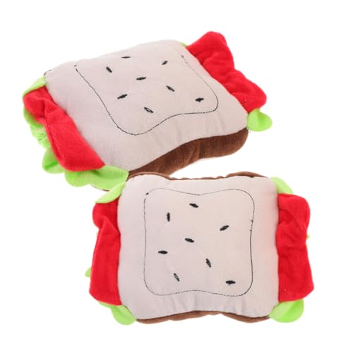 KOMBIUDA 2 Stück Squeaky Hundespielzeug Teiliges Plüsch Sandwich Kauspielzeug zur Zahnpflege und Interaktives Welpenspielzeug für Entspanntes Kauen und Training Geeignet für Katzen und von KOMBIUDA