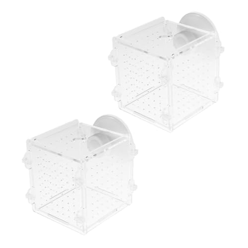 KOMBIUDA 2 Stück Teiliges Aquarium Zuchtbox aus Klarem Kunststoff Schützender Fischaufzuchtbehälter mit Hoher Transparenz Langlebig und für Betta Guppy und Garnelen von KOMBIUDA