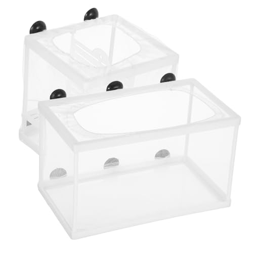 KOMBIUDA 2 Stück Teiliges Fischbrutkasten Aquarium mit Trennnetz Aufzuchtbox für Fischlaich Brutschlupf Geeignet für Zucht und Separierung im Aquarium von KOMBIUDA