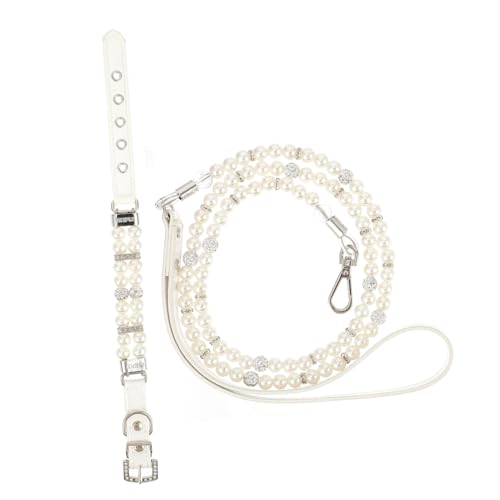 KOMBIUDA 2 Stück Teiliges Hundehalsband Set aus Perlen Verstellbar Elegante Halsband Leine Kombination Geeignet für Fotoshootings Outdoor spaziergänge Training und Besondere Anlässe von KOMBIUDA