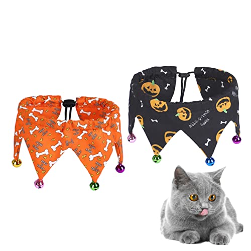 KOMBIUDA 2 Stück Teiliges Verstellbares Haustierhalsband mit Glocken Halloween Leichtes Polyester Geeignet für Hunde und Katzen mit Halsumfang Auffälliges Design für Party und Alltag von KOMBIUDA