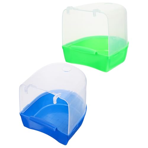 KOMBIUDA 2 Stück Teiliges Vogelbad Hängend Badebox aus Hochwertigem Kunststoff Parrot Shower Box und Bird Bathing Cube in Grün und Blau als Vogeldusche für Wellensittiche und von KOMBIUDA