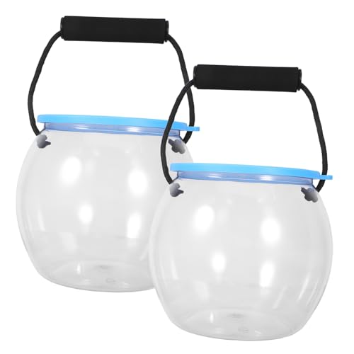 KOMBIUDA 2 Stück Transparenter Fischbehälter mit Deckel und Griff Tragbarer Aquarium-Eimer für Outdoor-fischfang Kleine Unterwasserwelt Vielseitig als Fang Freilassbehälter für Strand und von KOMBIUDA