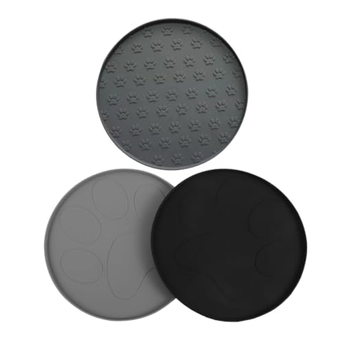KOMBIUDA 3 Stück Teiliges Pet Pad Mat mit Erhöhtem Randabschluss rutschfest Futtermatte für Hunde und Katzen mit Stylischem Pfotenabdruck Schützt Böden vor Verschütten von KOMBIUDA