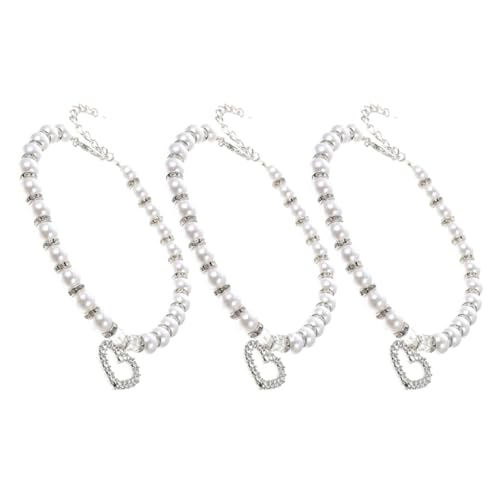 KOMBIUDA 3 Stück Teiliges Verstellbares mit Imitationsperlen und Strass-herzanhänger Schmuck für Kleine Hunde und Geeignet für Hochzeiten Geburtstage und Festliche Anlässe KOMBIUDA 3 Stück Teiliges Verstellbares mit Imitationsperlen und Strass-herzanhänger Schmuck für Kleine Hunde und Geeignet für Hochzeiten Geburtstage und Festliche Anlässe von KOMBIUDA