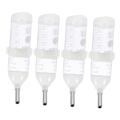KOMBIUDA 4 Stück Auslaufsichere Hamster Wasserflasche mit Kugelhahn Transparenter Trinkflasche für Kleintiere Praktischer Käfig Wasserspender Einfache und von KOMBIUDA