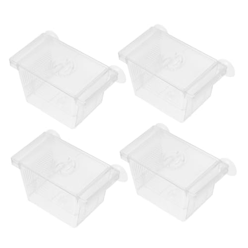 KOMBIUDA 4 Stück Doppellagige Betta Fisch Aufzuchtbox Selbstschwebend Transparent Effiziente Zucht und Schutz Jungfische im Aquarium Optimale Brut für Mehrere Fischchargen von KOMBIUDA