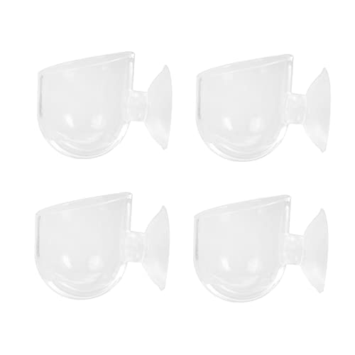 KOMBIUDA 4 Stück Fischfutterhalter mit Starkem Saugnapf Transparente Futterbecher für Aquarium Verhindert Futterverschwendung Sicher Befestigt Langlebig und Praktisch für von KOMBIUDA