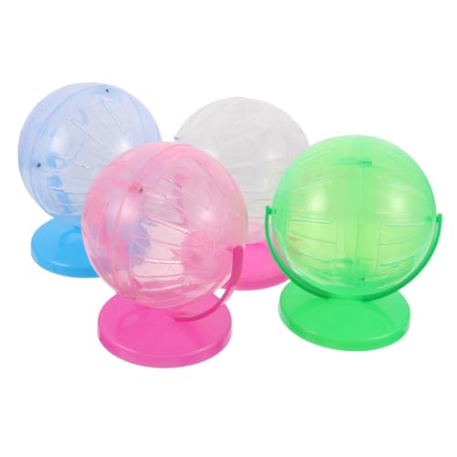 KOMBIUDA 4 Stück Hamster Laufräder Transparent Silent Hamsterball aus Kleintier für Hamster und Gerbils Leicht zu Reinigen Zubehör für Kleintierkäfige von KOMBIUDA