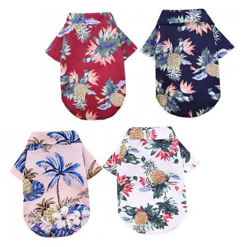 KOMBIUDA 4 Stück Teiliges Haustier Shirt mit Hawaii Ananas Motiv Atmungsaktive Sommer Hundebekleidung aus Leichtem Polyester Kurzärmlig Geeignet für Welpen Camping und Strandurlaub KOMBIUDA 4 Stück Teiliges Haustier Shirt mit Hawaii Ananas Motiv Atmungsaktive Sommer Hundebekleidung aus Leichtem Polyester Kurzärmlig Geeignet für Welpen Camping und Strandurlaub von KOMBIUDA