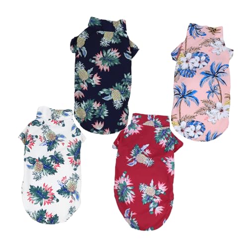 KOMBIUDA 4 Stück Teiliges Hawaii Hundeshirt mit Ananas Motiv Atmungsaktives Sommer Shirt für Kleine bis Mittelgroße Hunde Leichtes Polyester Bequem Hautfreundlich für Haustierpartys und KOMBIUDA 4 Stück Teiliges Hawaii Hundeshirt mit Ananas Motiv Atmungsaktives Sommer Shirt für Kleine bis Mittelgroße Hunde Leichtes Polyester Bequem Hautfreundlich für Haustierpartys und von KOMBIUDA