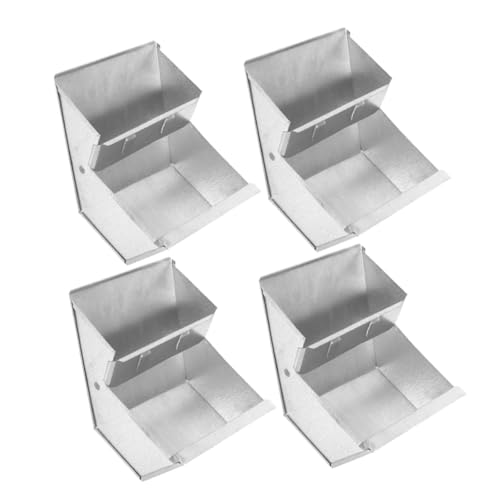 KOMBIUDA 4 Stück Teiliges Metall Futterhaus für Kleintiere Großer Kapazitäts Futterspender Wetterfester Kaninchen und Geflügelfutterbehälter Einfach zu Reinigen für Indoor und Outdoor von KOMBIUDA