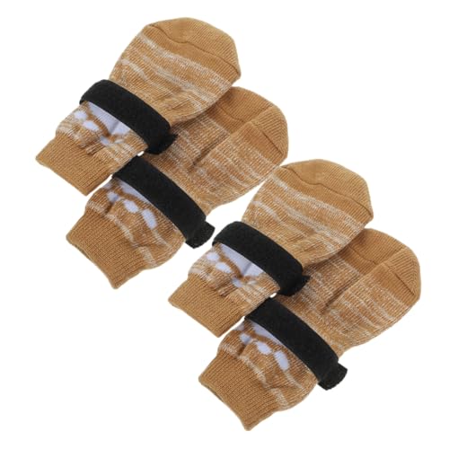 KOMBIUDA 4 Stück Teiliges Pfotenschützende rutschfeste Hundesocken aus Waschbarer für Kleine Hunde Verstellbar Warmhaltend und Komfortabel für Drinnen und Kalte Bedingungen von KOMBIUDA