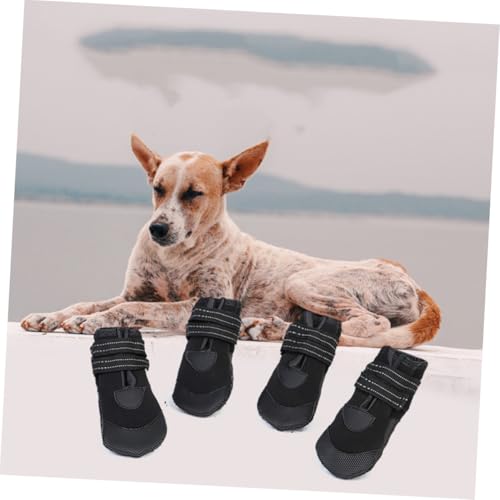 KOMBIUDA 4 Stück wasserdichte Warme Hundeschuhe mit Verstellbarem Elastikband rutschfeste Sohlen und Reflektierendem Design Optimaler Pfotenschutz für Kleine Hunde im Winter bei Schnee und von KOMBIUDA