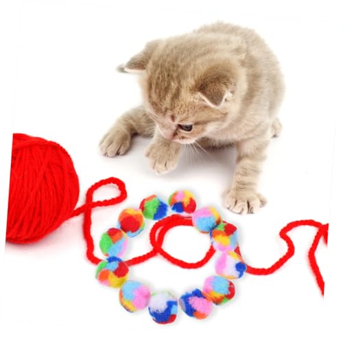 KOMBIUDA 40 Stück Teiliges Interaktives Katzenspielzeug Bunte Plüschbälle Regenbogenfarben für Kätzchen Training und Beschäftigung Fördert Bewegung und Neugier Katzenball von KOMBIUDA
