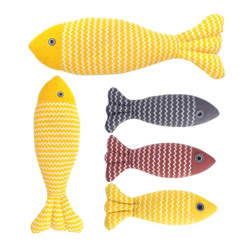 KOMBIUDA 5 Stück Teiliges Katzenspielzeug mit Katzenminze Fischform Robustes Kauspielzeug und Kuschelkissen für Drinnen und Draußen Fördert Spiel und Bewegung bei Katzen und Kätzchen von KOMBIUDA