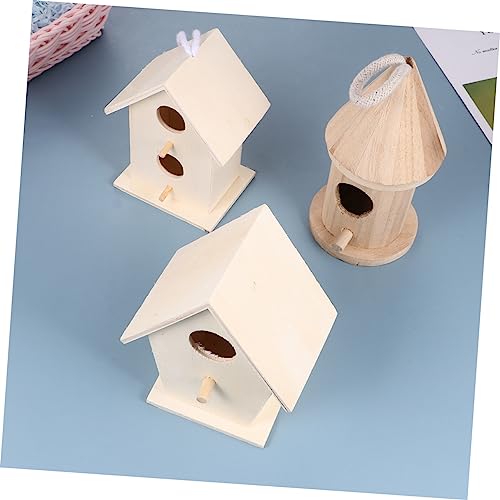 KOMBIUDA 5 Teiliges DIY Holz Vogelnest Naturbelassene Holz Vogelhäuser zum Bemalen Kreative Garten Deko für Kleine Vögel Herzform und Mehrschichtiger Nistkasten Geeignet für Outdoor von KOMBIUDA
