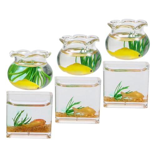 KOMBIUDA 6 Stück Maßstab Realistische Glasfischschale mit Goldfisch Mini Aquarium Dekoration für Puppenhaus und Schreibtisch Bunte Auswahl für Garten Miniaturszenen KOMBIUDA 6 Stück Maßstab Realistische Glasfischschale mit Goldfisch Mini Aquarium Dekoration für Puppenhaus und Schreibtisch Bunte Auswahl für Garten Miniaturszenen von KOMBIUDA