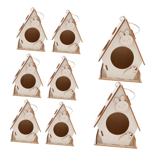 KOMBIUDA 8 Stück Teiliges Vogelhaus Bastelset aus Holz DIY Bemalbares Holz Vogelhaus Wetterfest für Garten Balkon Zimmer Fördert Kreativität und Motorische Fähigkeiten von KOMBIUDA