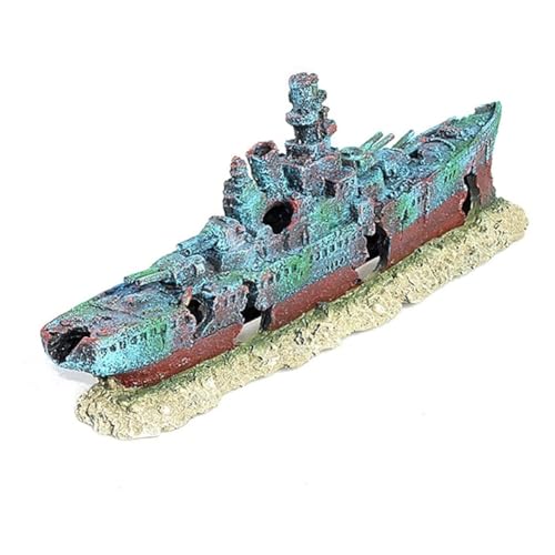 KOMBIUDA Aquarium Schiffswrack Dekoration Resin Ornament mit Realistischen Details Vielseitig Einsetzbar als Fischversteck und Tierhöhle Wetterbeständig für Süßwasser und Meerwasser von KOMBIUDA