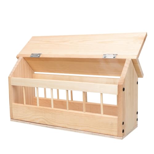 KOMBIUDA Automatischer Futtertrog aus Stabilem Holz mit Fächern Auslaufsicherer Vogel Taubenfütterer Kratzfest für Mehrere Kleine Vögel Gleichzeitig Wie Papageien und Hühner von KOMBIUDA