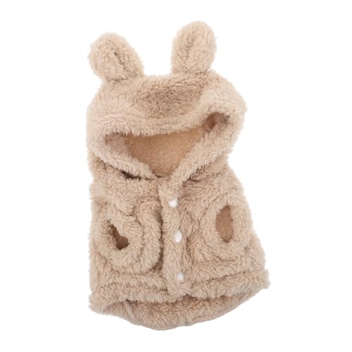 KOMBIUDA Bunny Ear Hoodie für Kleine Hunde und Kaninchen Flauschiges Polyester Kapuzenpullover Haustier-Winterkleidung Atmungsaktiv Leicht Warm für Drinnen und Draußen von KOMBIUDA