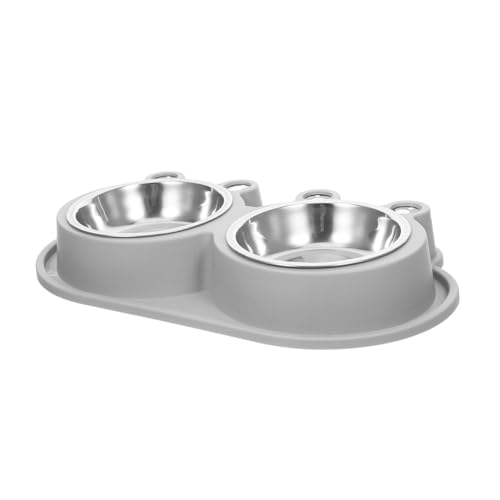 KOMBIUDA Doppelnapf mit Edelstahl Schalen und Auslaufsicherem Design Doppelter Futter Wassernapf für Kleine und Mittlere Katzen Welpen und Hunde Tragbar und Langlebig und rutschfest von KOMBIUDA
