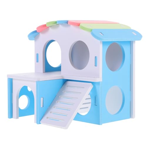 KOMBIUDA Doppelstöckige Kleintier Villa aus Robustem Material Geräumiges Hamster und Meerschweinchenhaus mit Tunnel Farbenfrohes Versteck für Zwerghamster Mäuse und Kleine Nager Langlebiges von KOMBIUDA