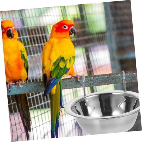 KOMBIUDA Edelstahl Vogelnapf mit Haken Rostfrei Große Futter Wasserschale für Käfige Stabil Montierbar Wiederverwendbar Geeignet für Kakadus Papageien und Kleine Haustiere von KOMBIUDA