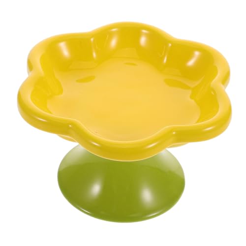 KOMBIUDA Erhöhter Keramik Katzennapf Blumenform Komfortabler Futter und Wassernapf mit Hohem Stand für Katzen und Kleine für Snacks und Mahlzeiten von KOMBIUDA