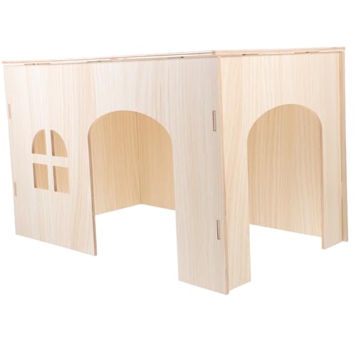 KOMBIUDA Großes Holz Kleintierhaus für Meerschweinchen Hamster Kaninchen und Eichhörnchen Natürliches Holz Versteck mit Glatter Oberfläche Robustes Schlaf und Spielhaus für Kaninchen von KOMBIUDA