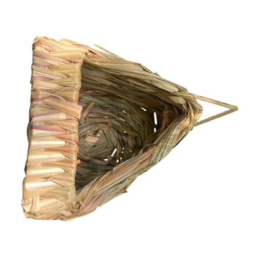 KOMBIUDA Hängendes Vogelhaus aus Naturgras Handgewebte Nistbox für Sittiche und Zebrafinken Dreieckige Form für Außenbereich und Garten Stressfreies Brüten KOMBIUDA Hängendes Vogelhaus aus Naturgras Handgewebte Nistbox für Sittiche und Zebrafinken Dreieckige Form für Außenbereich und Garten Stressfreies Brüten von KOMBIUDA