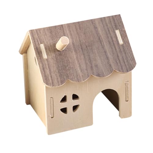 KOMBIUDA Hamster Holzhaus Versteck mit Sicherem Schlafbereich und Abnehmbaren Teilen Gemütliche Rückzugsvilla für Hamster und Kleine Haustiere Stressfreies Nest für Meerschweinchen und Igel von KOMBIUDA