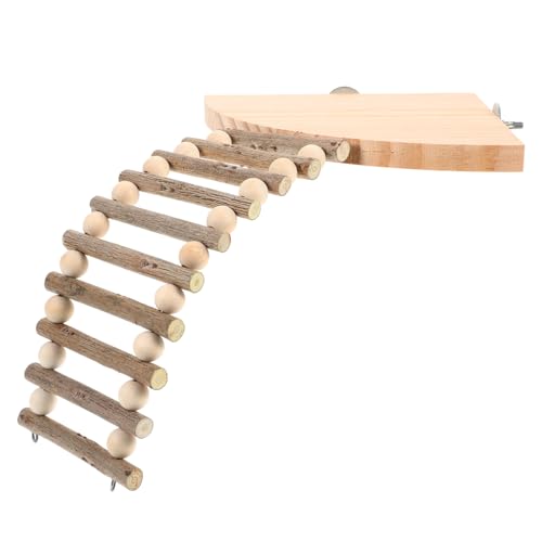KOMBIUDA Hamster Holzplattform mit Robuster Kletterleiter Verschleißfest Sicherer Spielplatz für Hamster Meerschweinchen und Chinchillas Pflegeleicht Natürlicher Holz Liegedeckbereich von KOMBIUDA