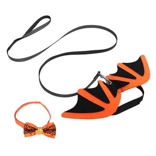 KOMBIUDA Haustier Fledermaus Kostüm mit Flügeln Schleife und Leine Leichtes Atmungsaktives für Katzen und Kleine Hunde Kreatives Halloween Outfit für Party und Fotoshooting von KOMBIUDA