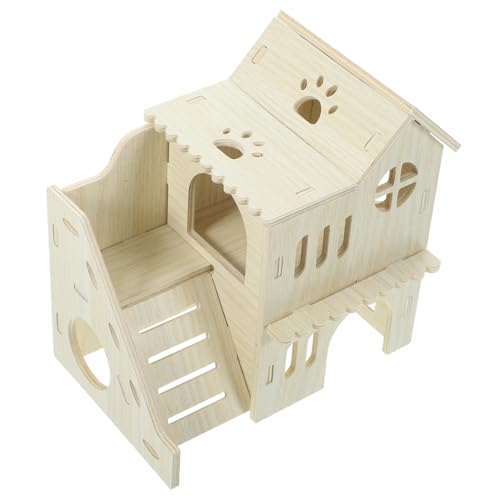 KOMBIUDA Holz Hamsterhaus mit Rampe Geruchsfrei und Langlebig Dekoratives Nagetier Versteck für Hamster und Meerschweinchen Sicherer Rückzugsort und Spielplatz für Kleine Haustiere von KOMBIUDA