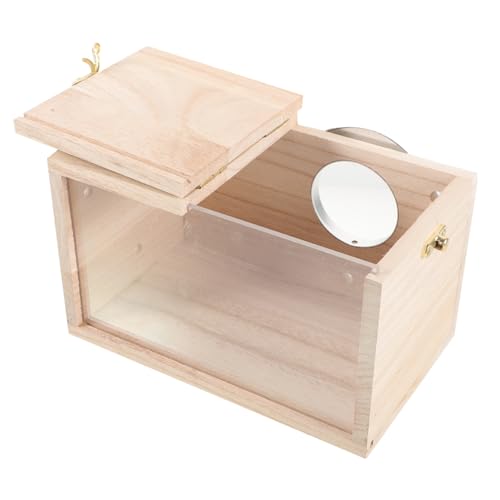 KOMBIUDA Holz Nistkasten für Wellensittiche und Papageien Transparenter Vogelhaus brutkasten Wetterfestes Outdoor Vogelhäuschen für Garten und Balkon Einfache Reinigung mit Klappbarem von KOMBIUDA